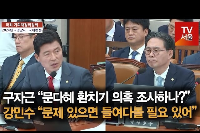 [영상] 구자근 “문다혜 환치기 의혹 조사하나?”... 강민수 “문제 있으면 들여다볼 필요 있어”